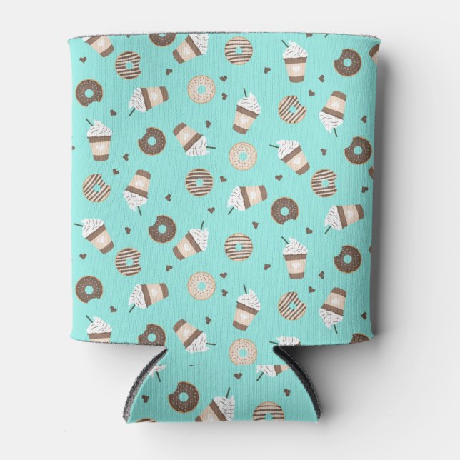 Frappuccino Coffee Sprinkled Doughnut Pattern Can Cooler (Front)