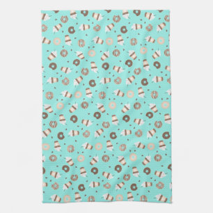 Frappuccino Coffee Sprinkled Doughnut Pattern Kitchen Towel