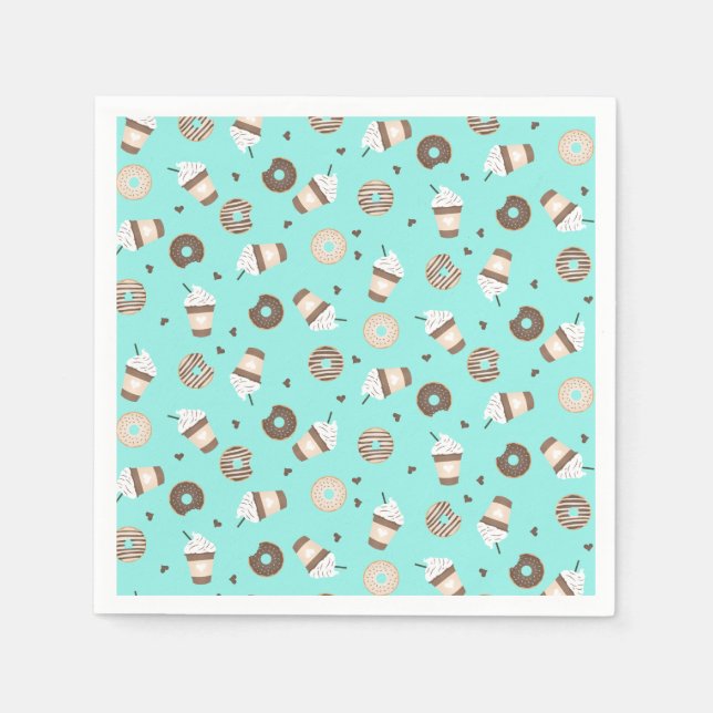 Frappuccino Coffee Sprinkled Doughnut Pattern Napkin (Front)
