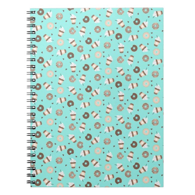Frappuccino Coffee Sprinkled Doughnut Pattern Notebook (Front)