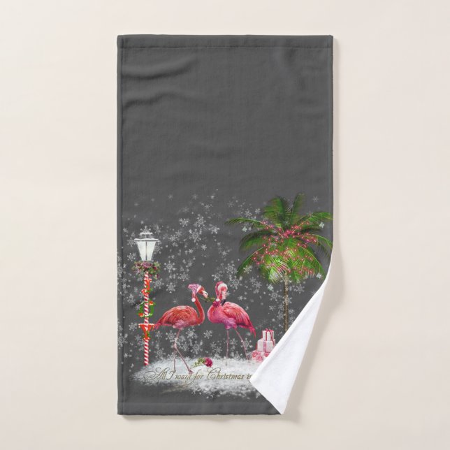 Frase de Natal Com Casal de Flamingos (Serviette à main)