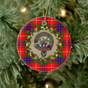 Fraser Clan Badge & Tartan Personalized Xmas  Ceramic Ornament