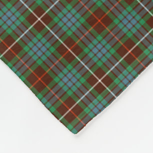 Fraser Clan Brown and Bright Green Hunting Tartan Fleece Blanket