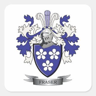 Fraser Family Crest Coat of Arms Square Sticker
