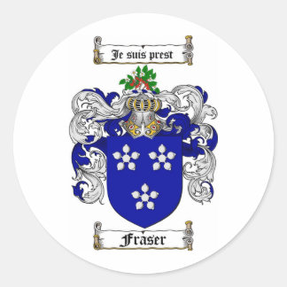 FRASER FAMILY CREST - FRASER COAT OF ARMS CLASSIC ROUND STICKER