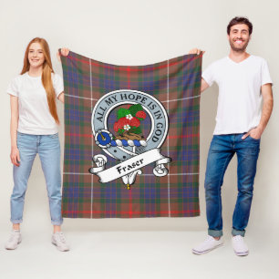 Fraser Hunting Modern Clan Badge Tartan Plaid Fleece Blanket