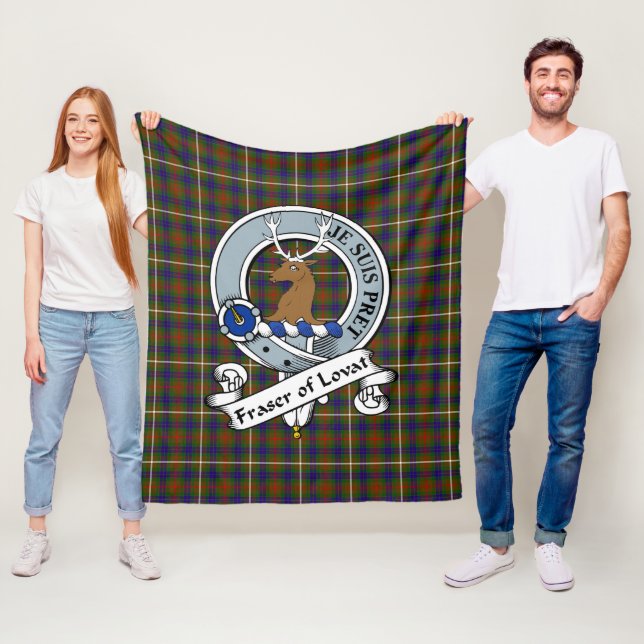 Fraser Hunting Of Lovat Clan Badge Clan Badge Clan Fleece Blanket (In Situ)