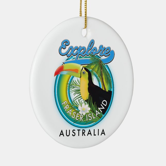 Fraser Island Australia exploration logo Ceramic Ornament (Right)