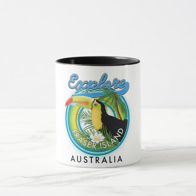Fraser Island Australia exploration logo Mug (Center)