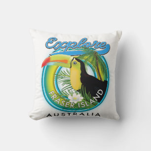 Fraser Island Australia exploration logo Throw Pillow