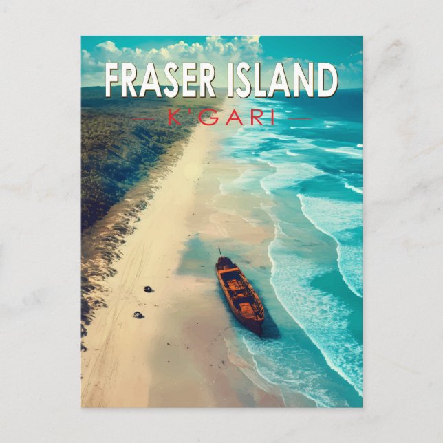 Fraser Island K'gari Australia Travel Art Vintage Postcard (Front)