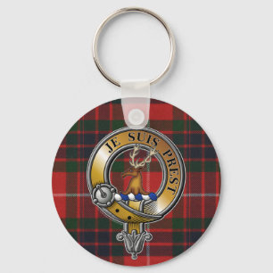 Fraser Lovat Tartan & Badge Keychain