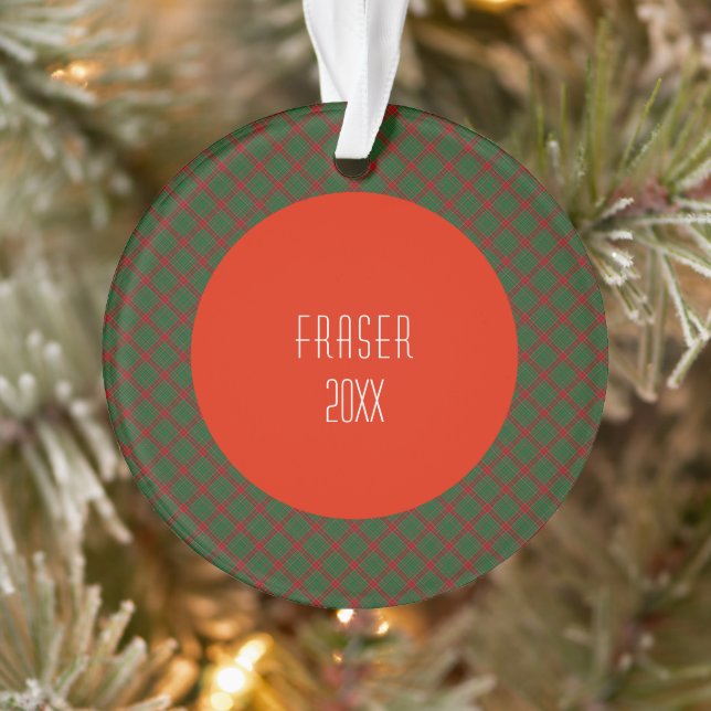 Fraser of Castle Leathers Tartan Plaid Pattern Ornament (Tree)