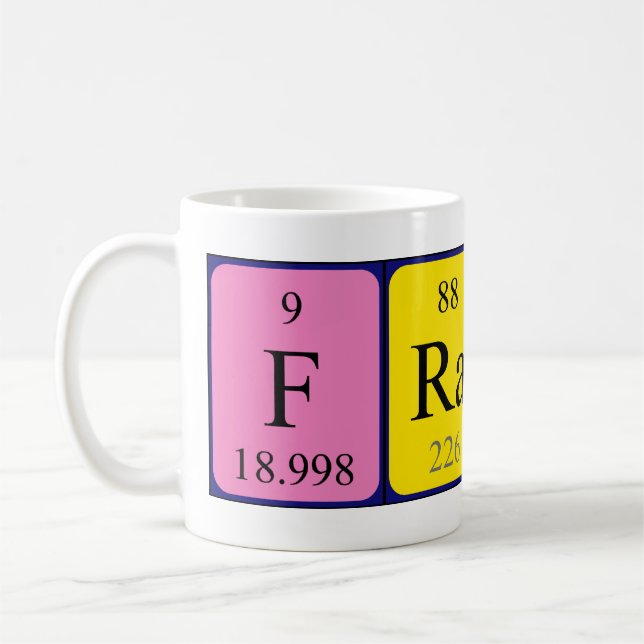 Fraser periodic table name mug (Left)