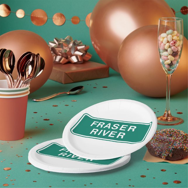 Fraser River Highway Sign British Columbia Canada  Paper Plate (Creator Uploaded)