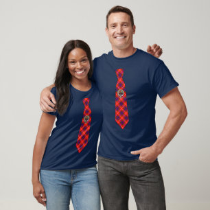 Fraser Scottish Badge & Tartan Necktie  T-Shirt
