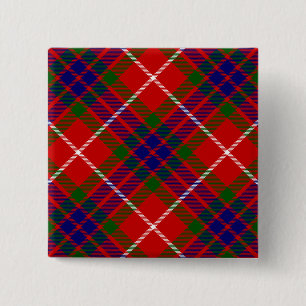 Fraser tartan red green blue purple plaid 2 inch square button