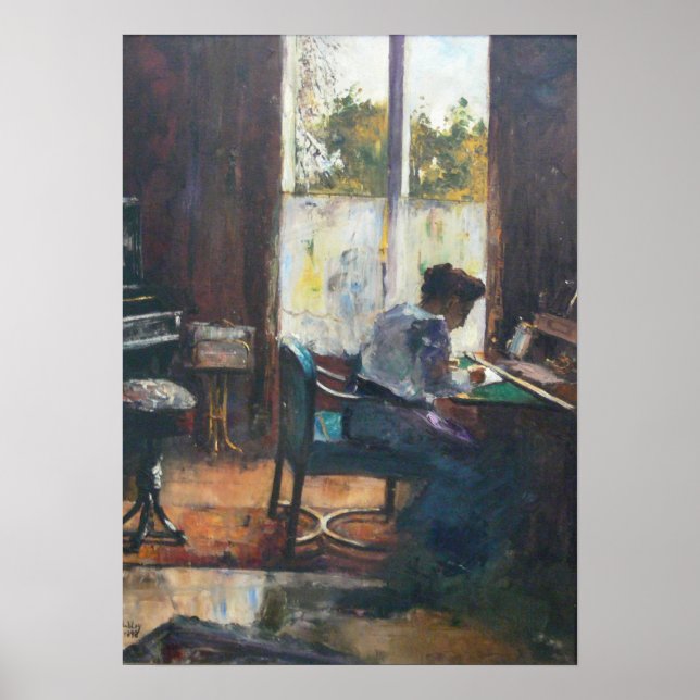 Frau am Schreibtisch Poster (Front)
