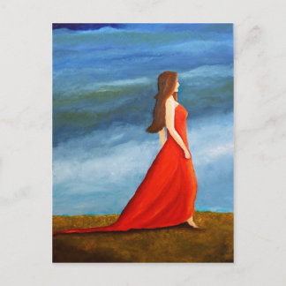 Frau im roten Kleid Postcard