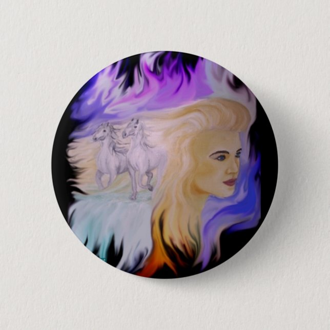Frau mit Pferd 2 Inch Round Button (Front)