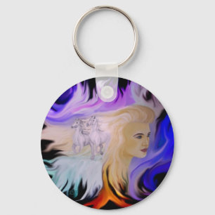 Frau mit Pferd Keychain