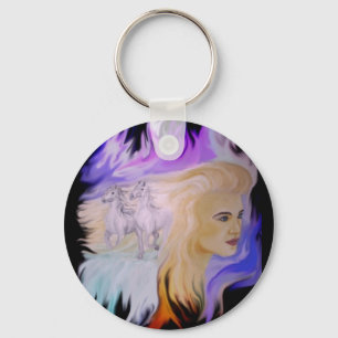 Frau mit Pferd Keychain
