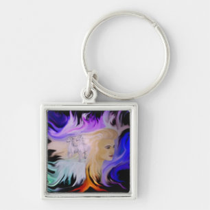 Frau mit Pferd Keychain