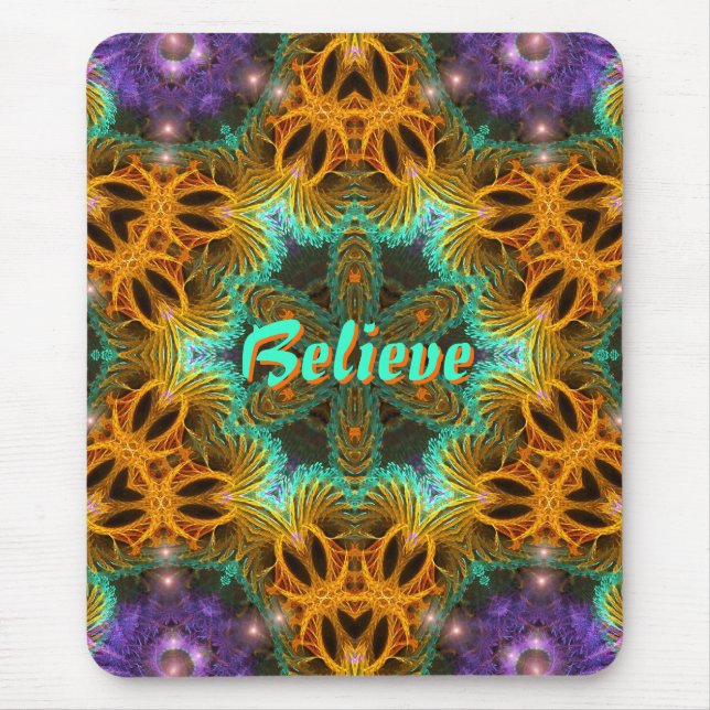 Fraxtal Art Star : Orange Aqua Purple Mousepad (Front)