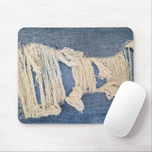 Frayed Blue Jean Fabric Mouse Pad
