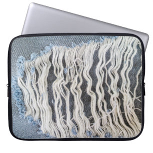 Frayed Blue Jean Hole  Laptop Sleeve