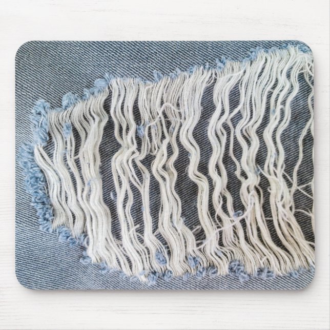 Frayed Blue Jean Hole Mouse Pad (Front)