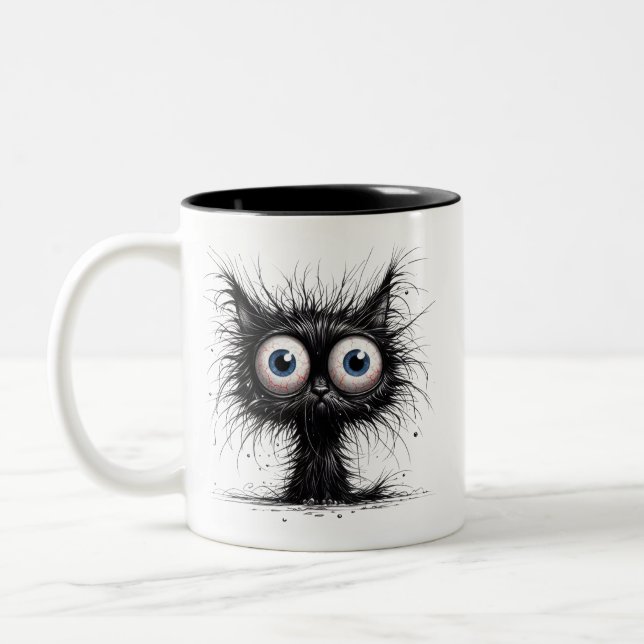 Frazzled Cat Two-Tone Coffee Mug (Left)
