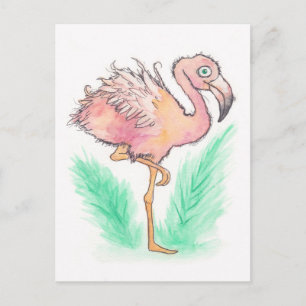 Frazzled Flamingo Postcard