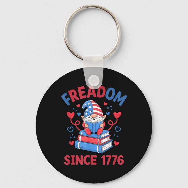 Freadom Since 1776 Firework Gnome American Reading Keychain (Front)