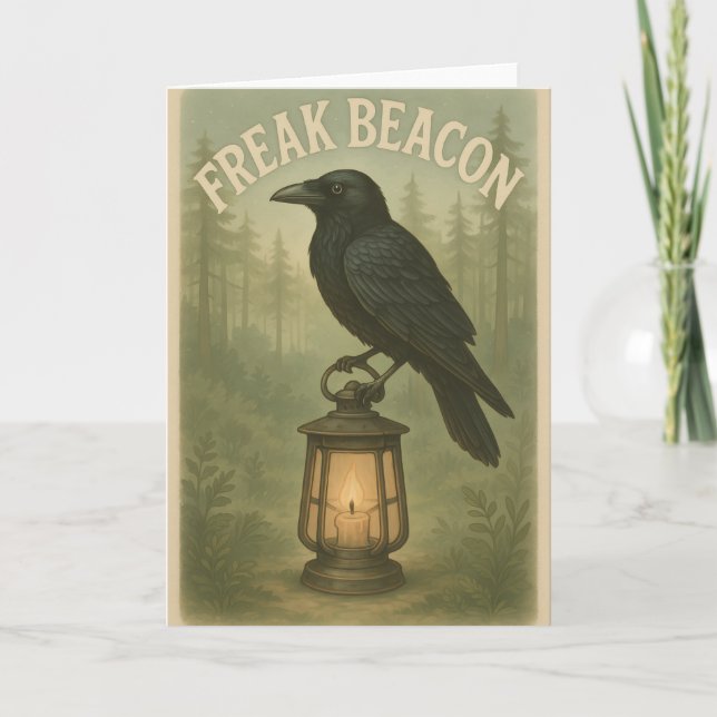 Freak Beacon Raven Greetings Card (Front)