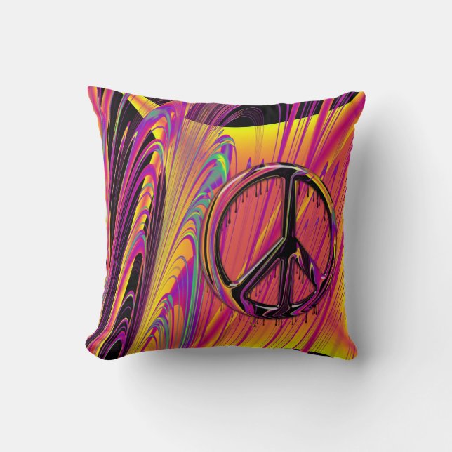 Freak Flag Psychedelic Hippy Couture Throw Pillow (Front)