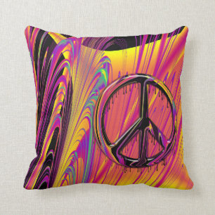 Freak Flag Psychedelic Hippy Couture Throw Pillow
