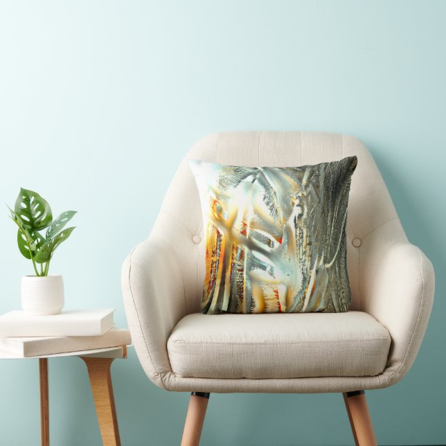 Freak grey texture burning parts to digital cutout throw pillow (Chair)