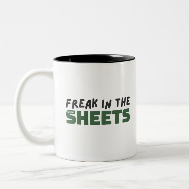 Freak in the spreadsheets Two-Tone coffee mug (Left)