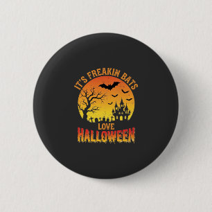 Freakin Bats Love Halloween Haunted Castle Design_ 2 Inch Round Button
