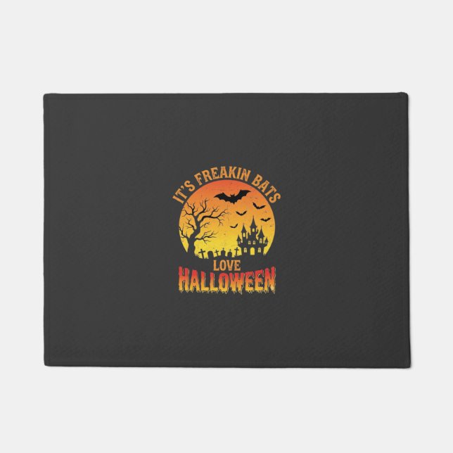 Freakin Bats Love Halloween Haunted Castle Design_ Doormat (Front)