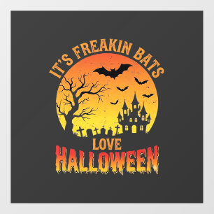 Freakin Bats Love Halloween Haunted Castle Design_ Window Cling