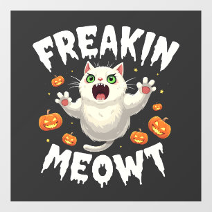 Freakin Meowt Spooky Halloween Pastel Cat Ghost Window Cling