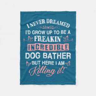 Freaking Awesome Dog Bather Funny Quote Vintage Fleece Blanket