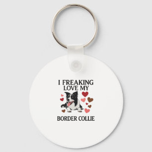 Freaking Love Border Collie Dog Hearts_1 Keychain