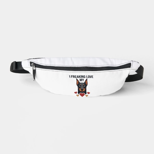 Freaking Love Dobermann Dog Red Hearts_1 Fanny Pack (Front)