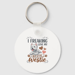 Freaking Love Westie Dog Hearts Paws_1 Keychain