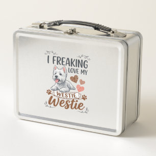 Freaking Love Westie Dog Hearts Paws_1 Metal Lunch Box