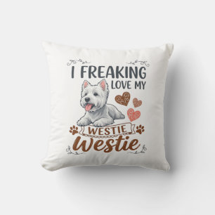 Freaking Love Westie Dog Hearts Paws_1 Throw Pillow
