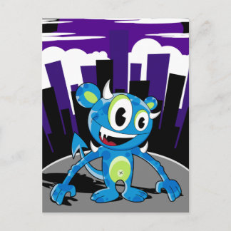 Freaky Blue Monster Postcard
